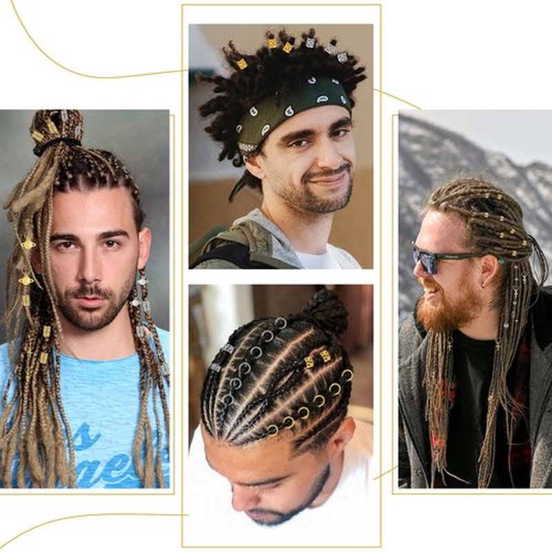 296PCS Hair Jewelry for Braids, Gold & Silver Hair Cuffs Charms Braid Jewelry Metal Hair Clips for Locs Braid Clips Hair Rings Decorations for Women Men Unisex