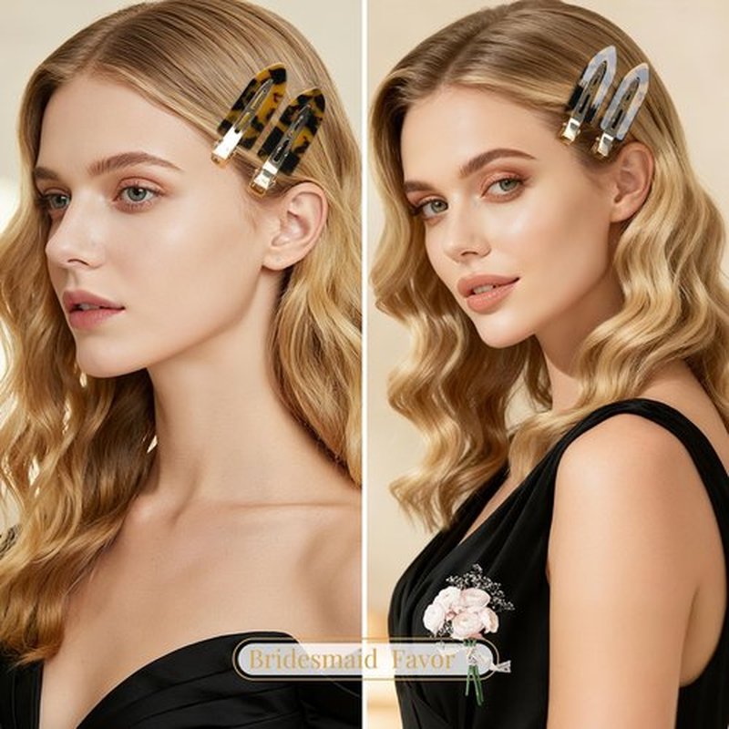 20PCS Bridesmaid Hair Clips No Bend Hair Clips Bridesmaid Hair Accessories Gifts Makeup Creaseless Glitter Hair Clip for Bride Women Girls(20Pcs/10Cards)
