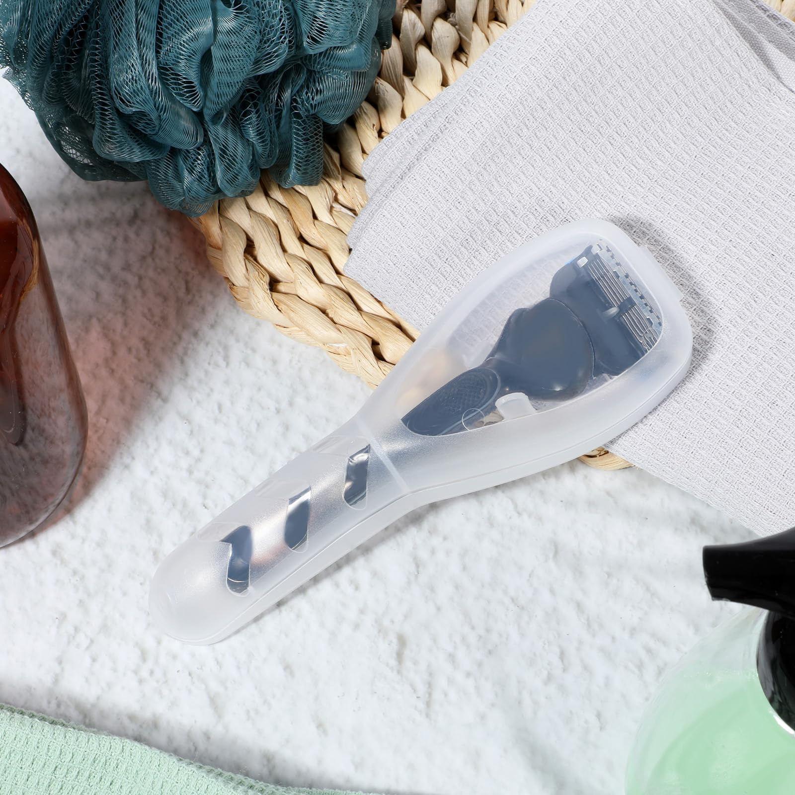 Clear Portable Travel Men Manual Razor Protector Transparent Plastic Box Cover Container Storage Universal Shaver Holder Protector Case Organizer Men's Shaver and Blade Refills Case Accessories