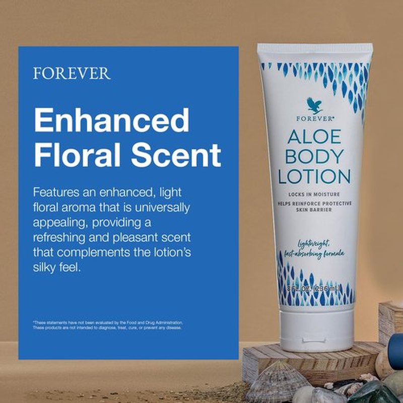 Forever Living - Aloe Body Lotion - Fast-Absorbing and Hydrating Moisturizer for Youthful Skin - Vegan and Gluten-Free - Light Floral Scent - 8 fl oz