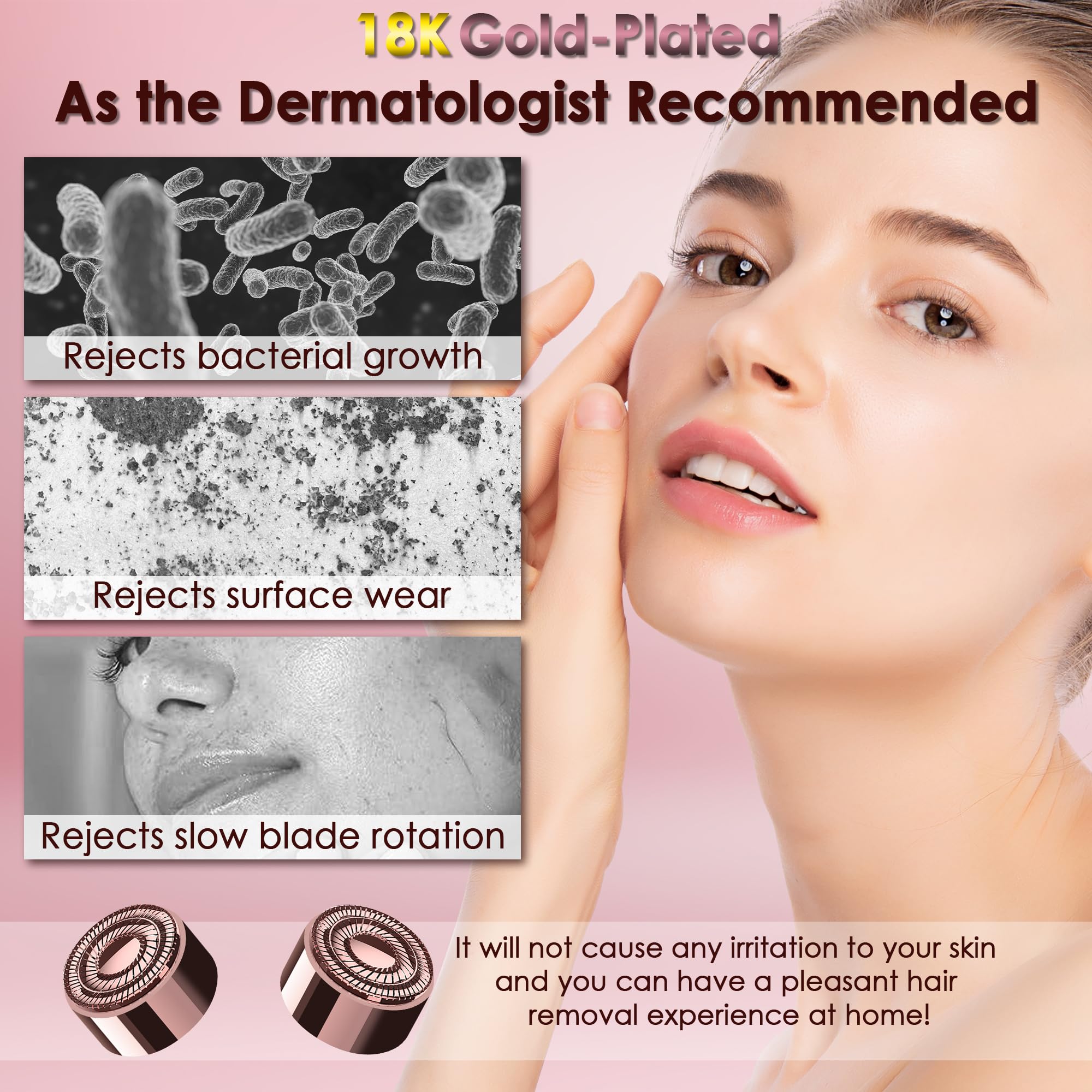 Replacement Heads for Flawless Finishing Touch Facial Hair Remover, Gen 3 Replacement Blades for Women, New Version 18K Gold Replacement Blades Refill