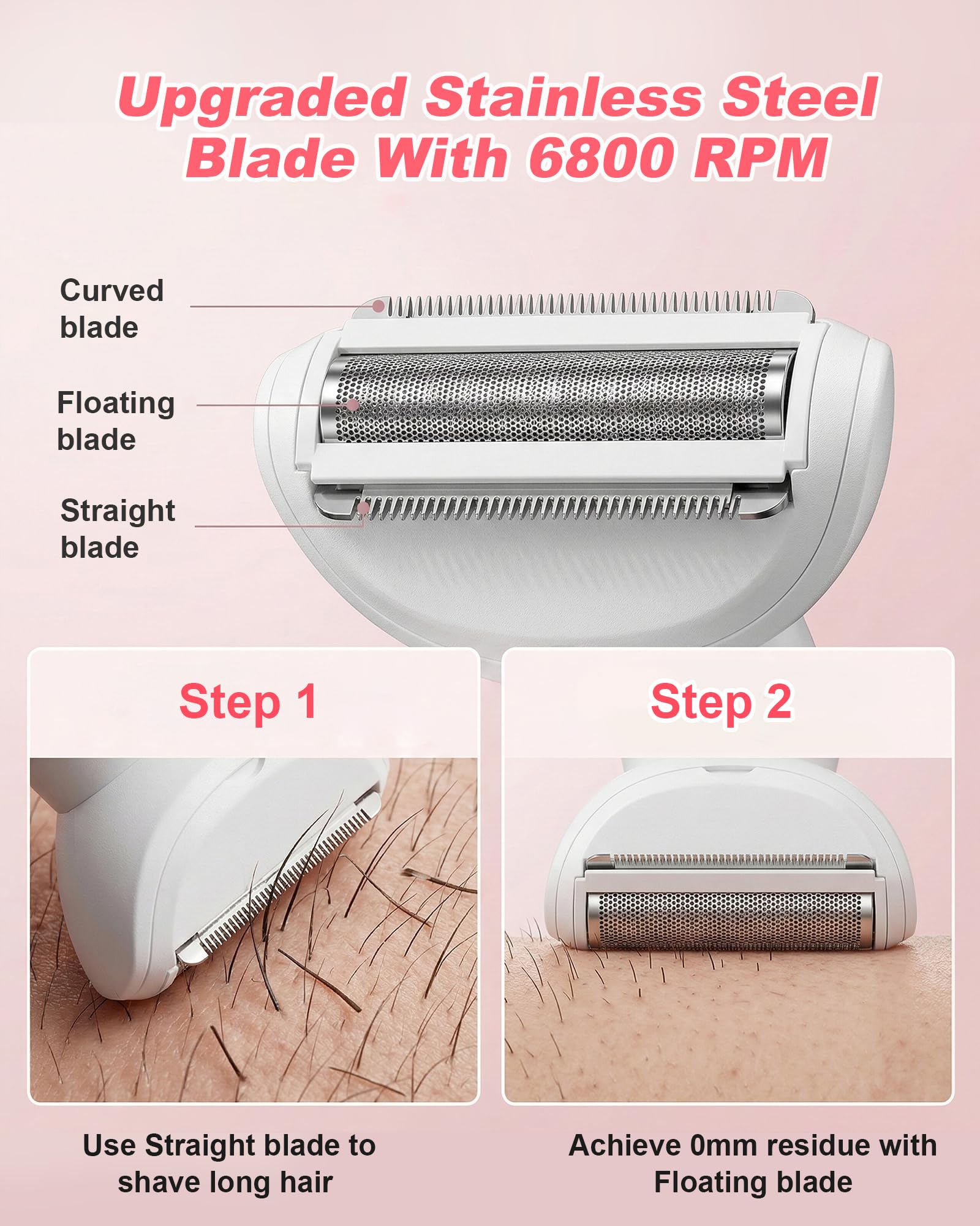 Bikini Trimmer for Women, Electric Razors for Silk Skin 5-in-1, IPX7 Waterproof, USB Rechargeable, Electric Razors for Women for Face, Eyebrows, Body, Bikini Zone with Charging Station