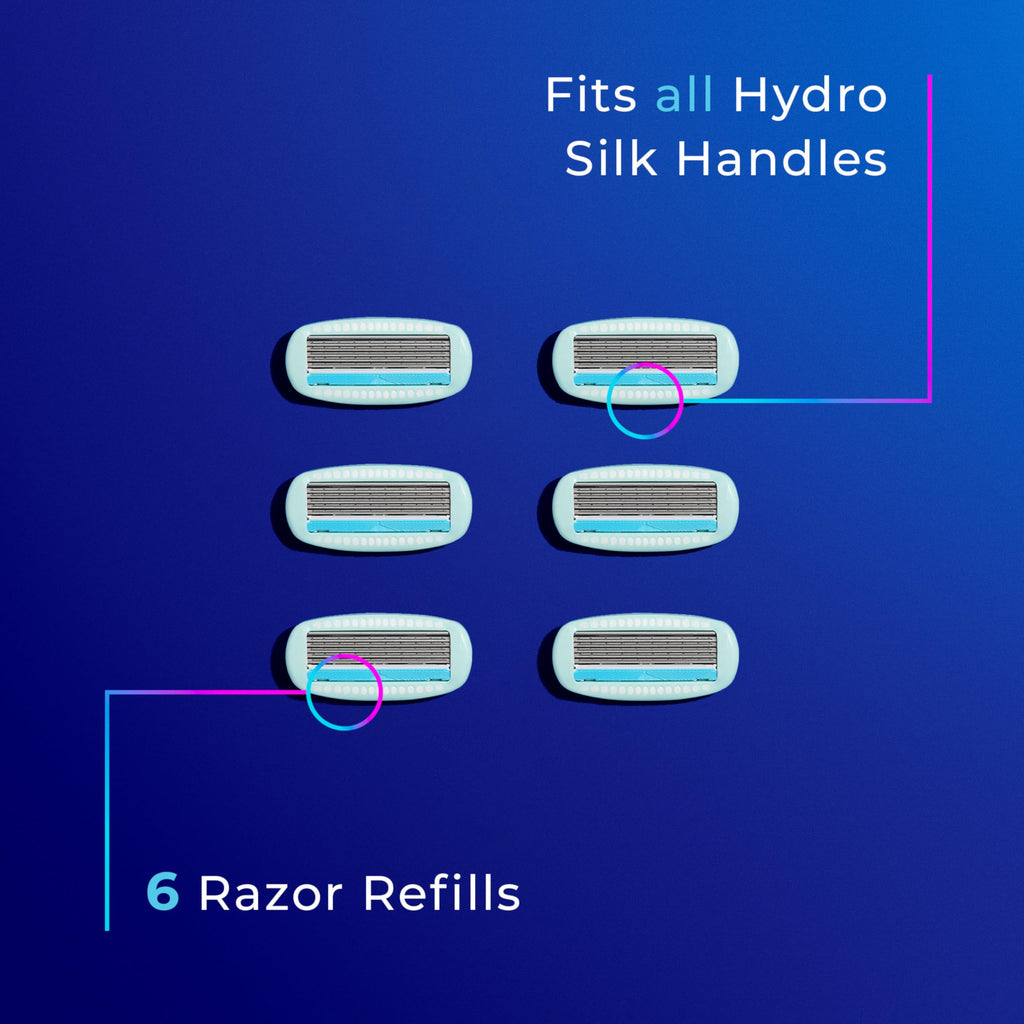 Schick Hydro Silk Sensitive Razor Blade Refills,| 5-Blade Sensitive Skin Razors for Women | Womens Razor Refills for-Sensitive Skin,6 Count (Pack of 2)