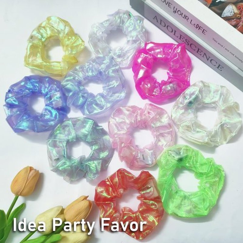 40 Pcs Light Up Mermaid Scrunchies, Hair Scrunchy for Girl & Women, Multi Light Modes, Glow in the Dark Accessories for Rave Neon Slumber Party