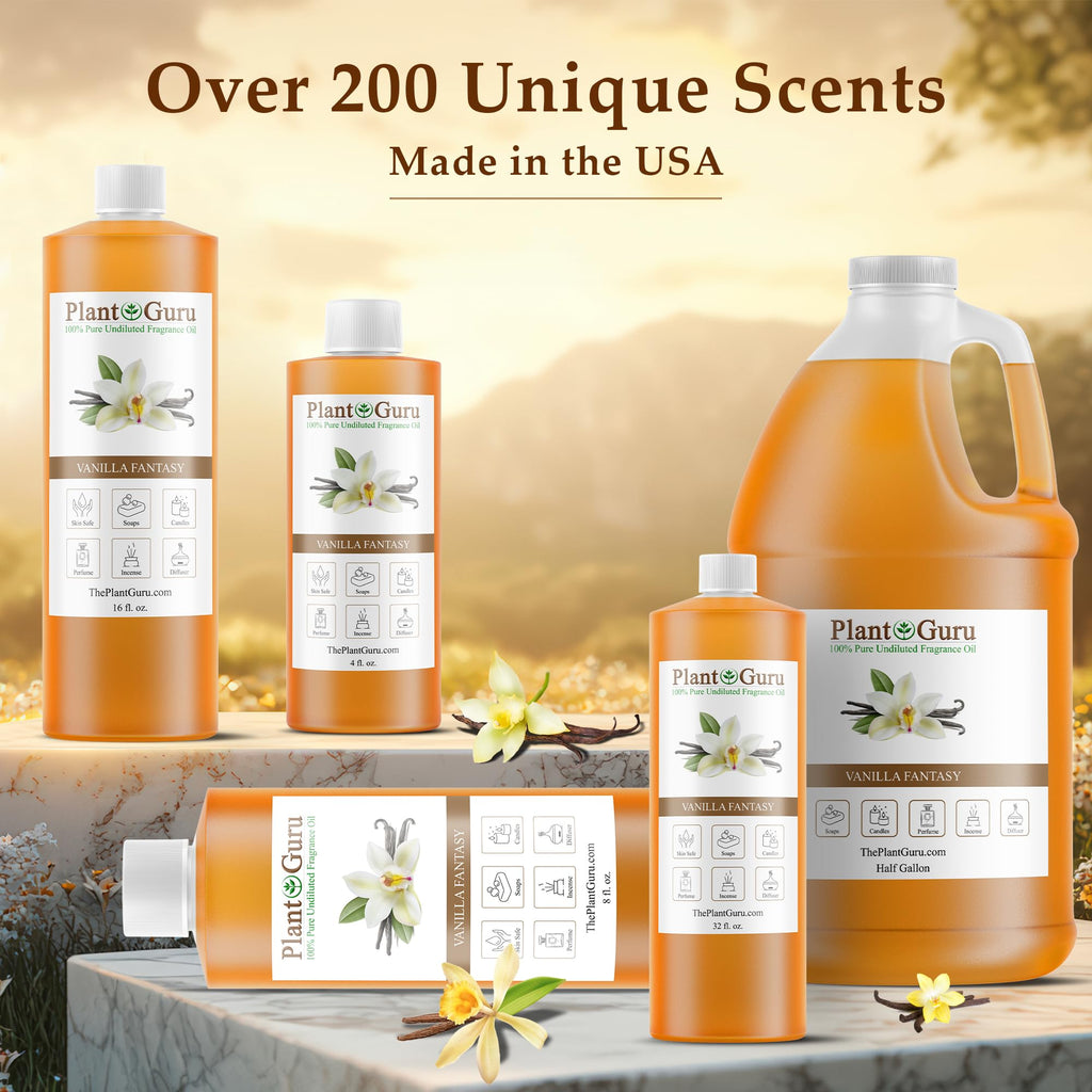Vanilla Fantasy Fragrance Oil 8 fl. oz. Scented Oil for DIY Soap Making, Candles, Bath Bombs, Body Butters. Used in Aromatherapy Diffusers, Burners and Warmers. Great Addition to Lotions and Creams.