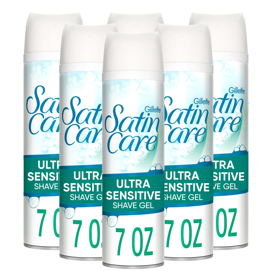Gillette Venus Satin Care Ultra Sensitive Skin Shave Gel Shaving Cream for Women 7 oz Fragrance Free (Pack of 6)