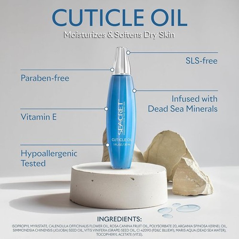 SEACRET Cuticle Oil - Fast-Absorbing Nail Treatment with Precision Dropper, Enriched with Dead Sea Minerals & Vitamin E