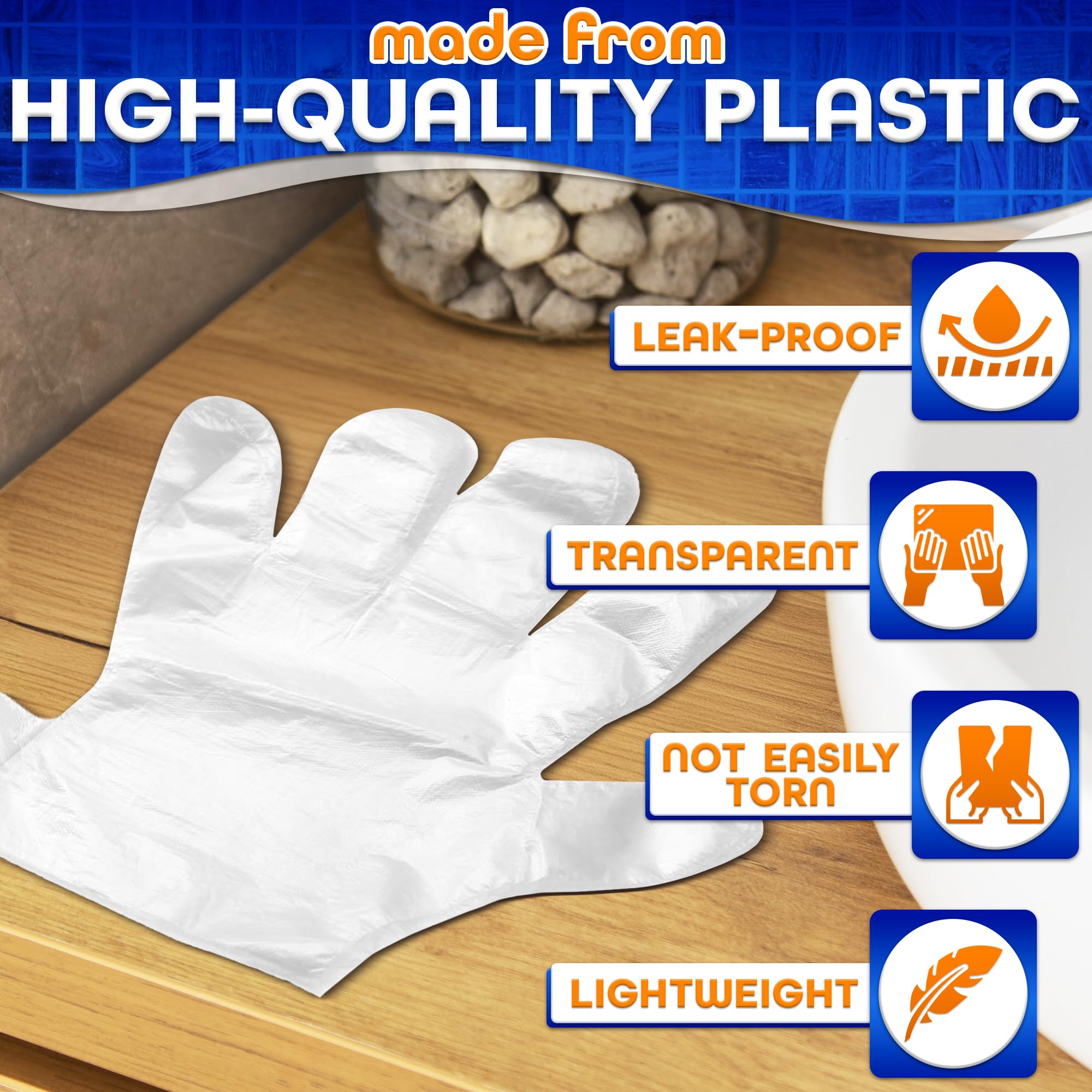 200 Pcs Paraffin Gloves for Hands – Lightweight, Disposable, Transparent, Leak-Resistant Multi-Use Plastic Gloves – Easy to Use for Paraffin Wax Hand Care, Spa, Manicure, Cooking, Cleaning & Hair