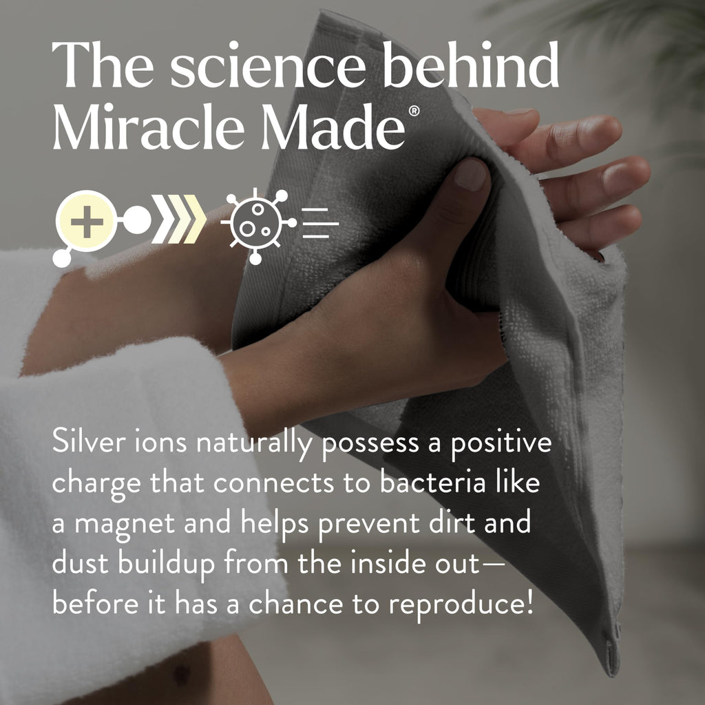 Miracle Made Soft Face Towel, Long-Staple Silver-Treated Cotton Fabric – Fade Resistant, Highly Absorbent, Quick-Drying Wash Cloth, Stone