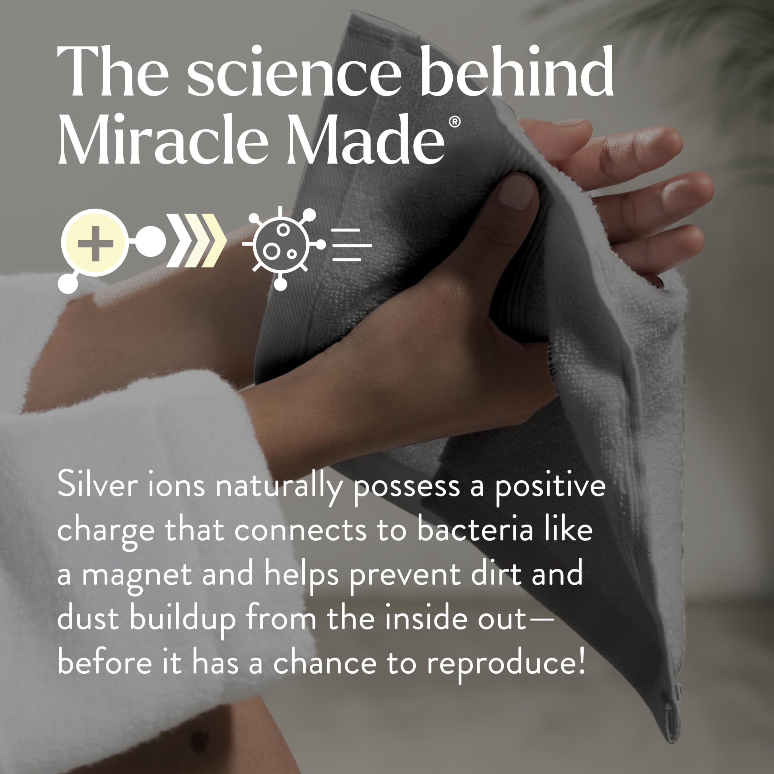 Miracle Made Soft Face Towel, Long-Staple Silver-Treated Cotton Fabric – Fade Resistant, Highly Absorbent, Quick-Drying Wash Cloth, Stone