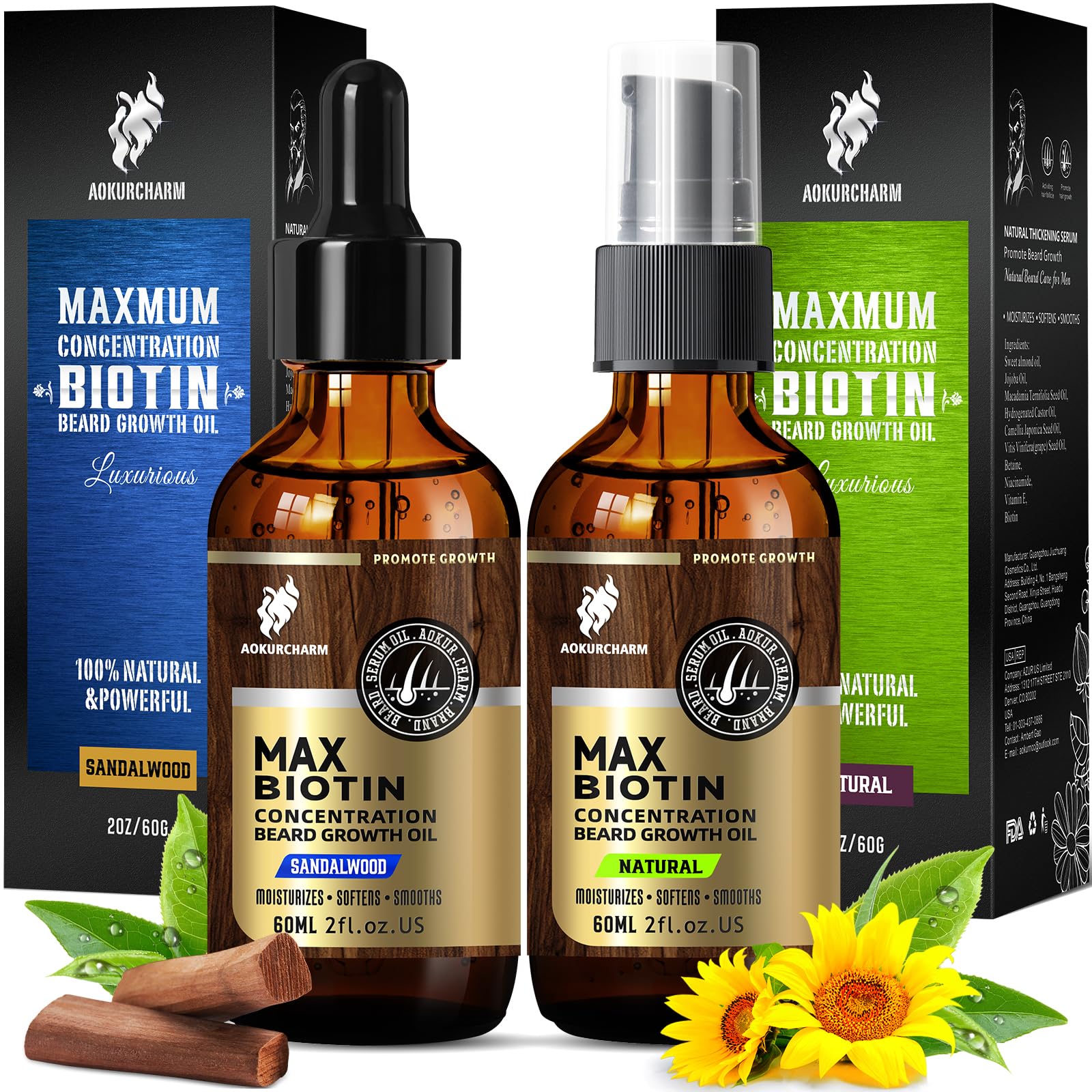 aokur Beard Growth Serum - GROW Maximum XXL Beard Growth Oil for Men -Thickens & Fills Patches - Facial Hair & Scalp Treatment - Beard & Hair Thickening Conditioner & Enhancer