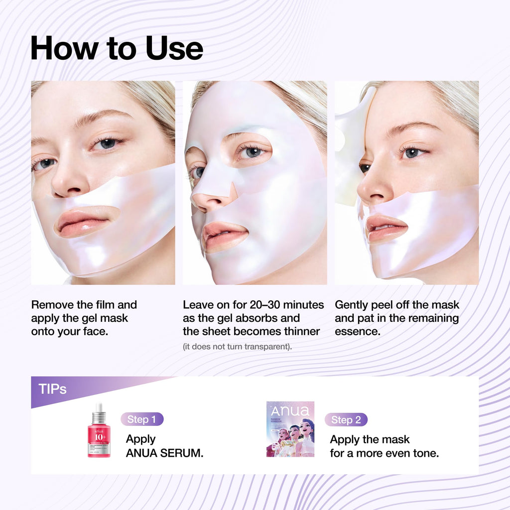 ANUA Vita Collagen Mask, Hydrogel Face Mask for Cooling & Skin Firmness, Dullness Care with Vitamin C, Radiant Glass Skin Effect, KPop Demon Hunters, Korean Skincare (4ea)