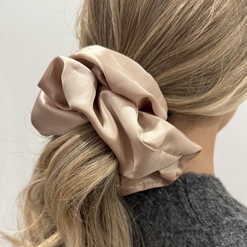 4 Pieces Jumbo Satin Silk Scrunchies for Women 7.2 Inches Large Oversize Scrunchies For Thick Hair Ties Ornaments for the Hair (Brown Mix)
