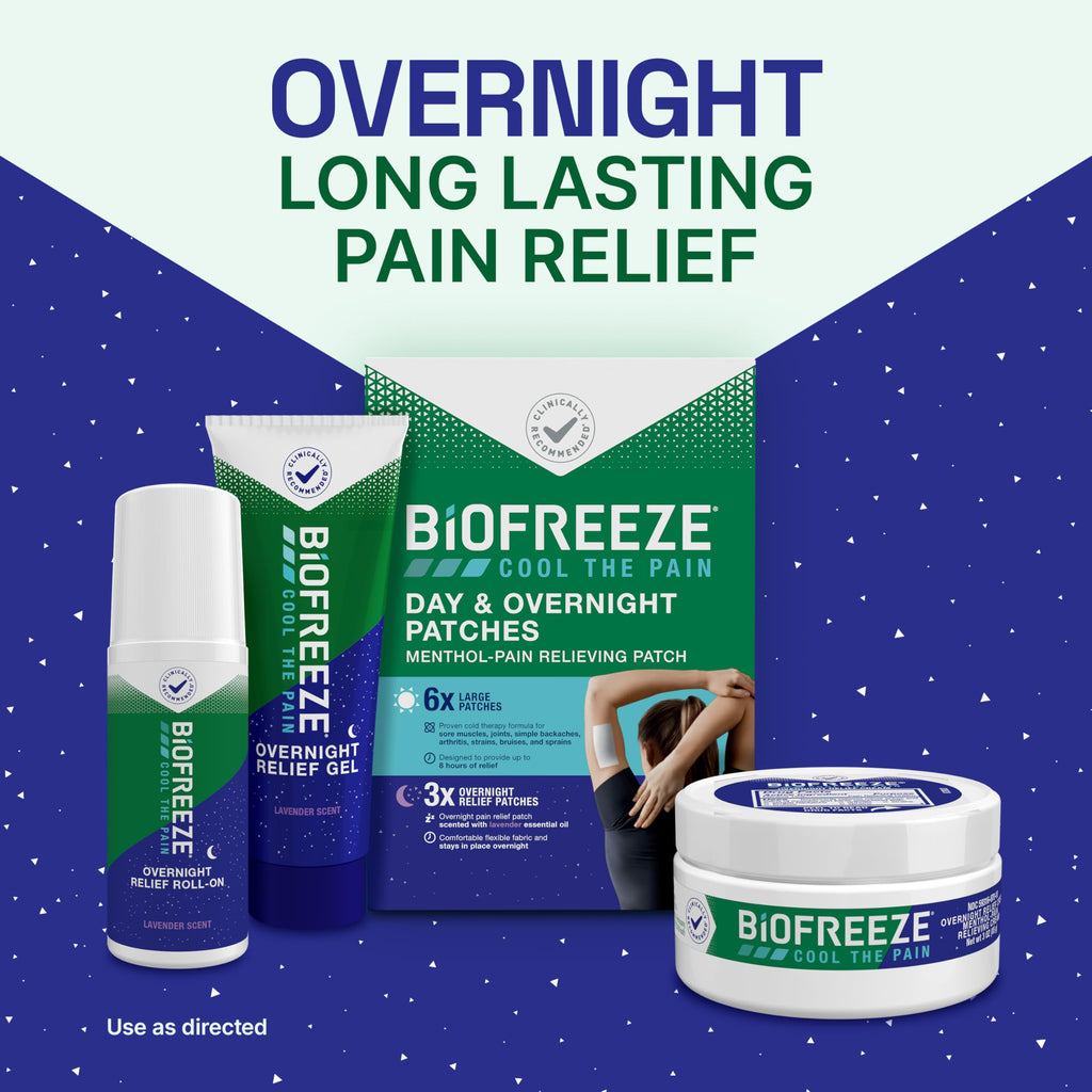 Biofreeze Overnight Gel Pain Relief, Knee & Lower Back Pain Relief, Arthritis Pain Reliever, Neck Pain Relief, Cooling Joint Pain Relief, Lavender Scented Menthol Gel 3 Fl Oz
