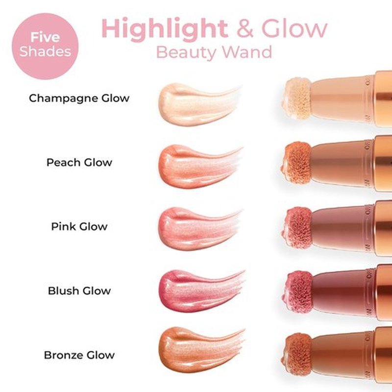 MCoBeauty - Highlight And Glow Beauty Wand - Buildable Liquid Highlighter In Peach Coral - Soft, Radiant Finish