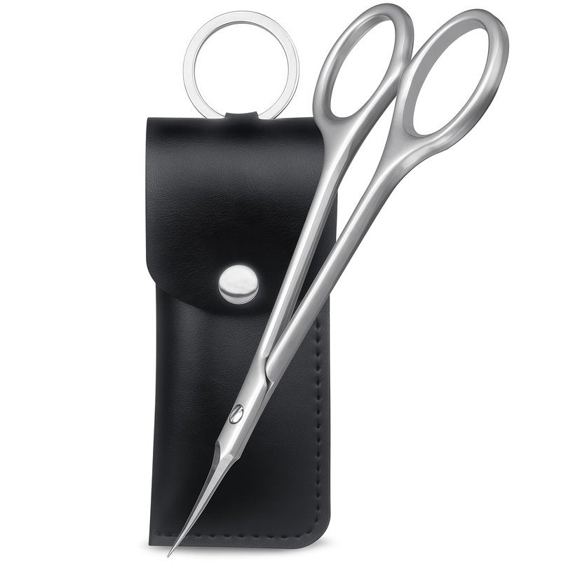 XGIZMOO Cuticle Scissors Extra Fine Curved Blade,Precise Stainless Steel Long Handle Professional Grooming Manicure Scissors for Nail, Eyebrow, Eyelash, Dry Skin