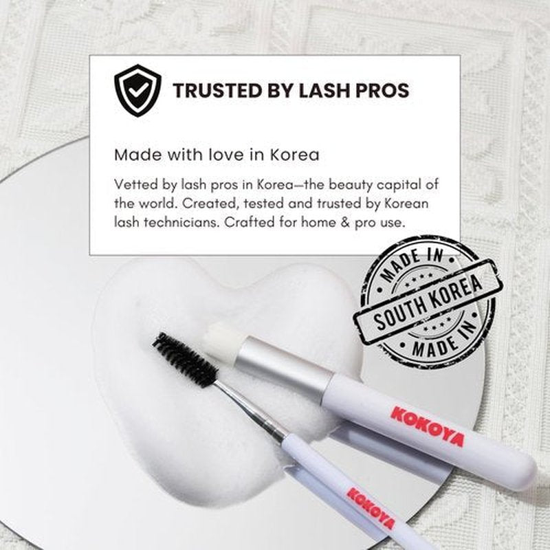 KOKOYA Beauty Lash Shampoo Kit – Eyelash Shampoo & Lash Cleaner for Extensions, Gentle pH-Balanced Eyelash Extension Cleanser with Brush + Spoolie, 100ml
