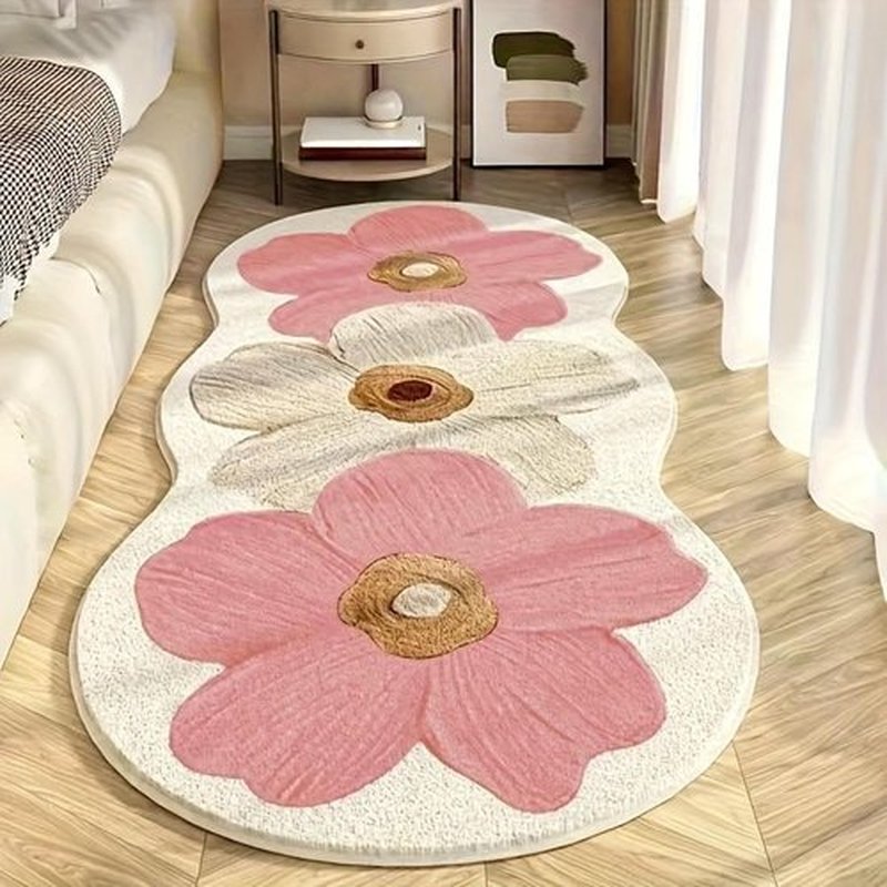 Regine Switzerland Spring Floral Pattern Rug - Soft Non-Slip Bedroom Floor Mat | 47.2" x 15.7" Pink Home Decor