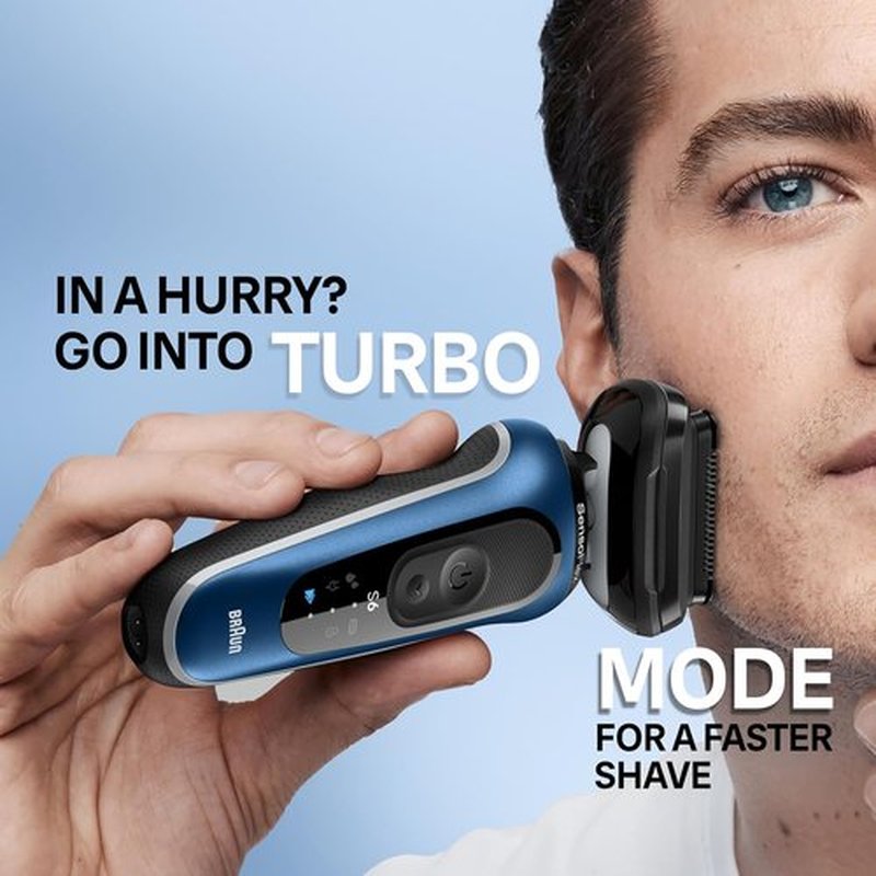 Braun Electric Shaver - Series 6 6177cc | Wet & Dry Shaving, Turbo & Gentle Modes, Blue