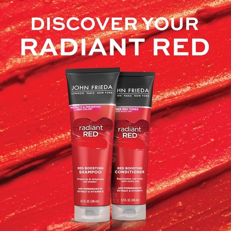 John Frieda Radiant Red Shampoo & Conditioner Bundle - Enhances Color with Pomegranate & Vitamin E