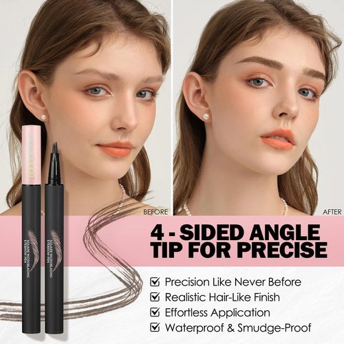 Anglicolor Microblading Eyebrow Pen Easy To Use,Eyebrow Pen Natural,Eyebrow Brush PenTo Hair-Like Strokes, Long-Lasting,Quick Drying,Outlining Filling Eyebrow Makeup (01)