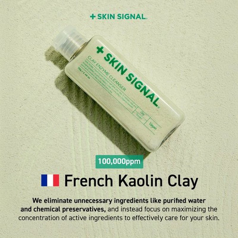 SKIN SIGNAL Green Clay Enzyme Cleanser, Whitehead Remover Powder Cleanser, Deep Pore Cleansing with PHA, Gentle Exfoliating Face Wash, Facial Scrub for Blemish-Prone Skin, Korean Skin Care