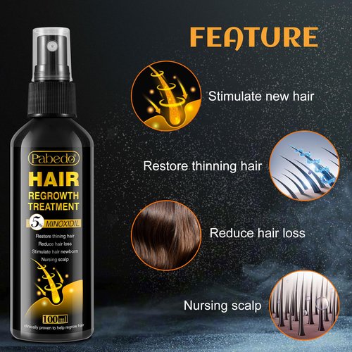 5% Minoxidil Hair Growth, Minoxidil Spray For Beard Growth Serum, Hair Growth oil Spray, Treating Hair Loss For Thicker Longer Fuller Healthier Hair, 3.38 Oz