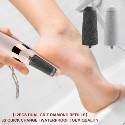 12 Pack Pedicures Replacement Heads Compatible with Finishing Touch Flawless Pedi Eelectric Tool Foot File Callus Remover Rollers Refills for Flawless Pedi (6 Coarse & 6 Fine)