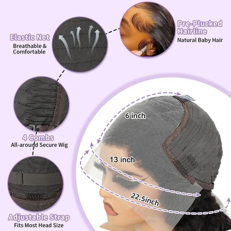 DAFIY 100% Human Hair High-temperature Verification,13x6 Body Wave Lace Front Women Wigs 200 Density Glueless Natural Color 24 Inch,Free Mystery Random Jewelry Pack(order from buy-one-get-one-page)