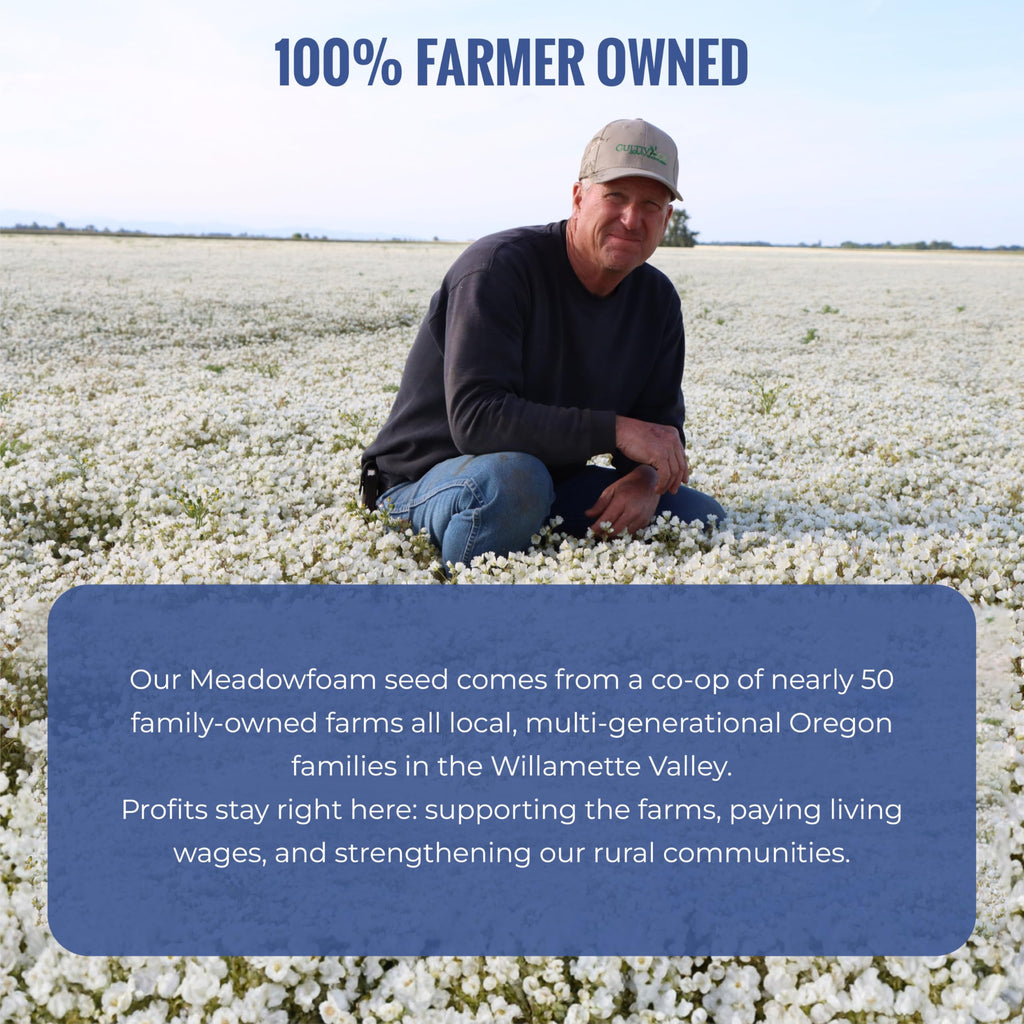 Meadowfoam Cold Pressed Oil - 100% Natural Virgin, Antioxidant-Rich Moisturizer for Face, Body, Hair. Deep Moisture Lock, Silky Non-Greasy Finish. Direct from Sustainable Oregon Co-op Farms
