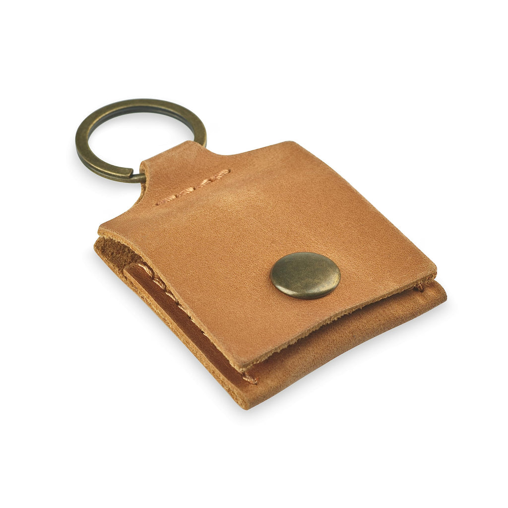 Leather Keychain Ring Holder, Wedding Ring Travel Case, Engagement Ring Holder, Ring Pouch Bag, Workout and Gym Ring Holder, Small Soft Leather Ring Bearer (Vintage Brown)