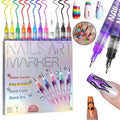 MKNZOME 12 Color Nail Art Pens for Painting Nails, 0.5 MM Nail Polish Pens Drawing Point Liner Painted Pen Kit, Waterproof Quick-drying for DIY Nails Art Design Manicure Tools