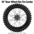 16" Rear Wheel Rim Tire Combo Fits Yamaha TTR125 Honda XR100 CRF150F 200cc 250cc SSR Dirt Bike - 1.85x16 Inch Motorcycle Tire & Rim Set