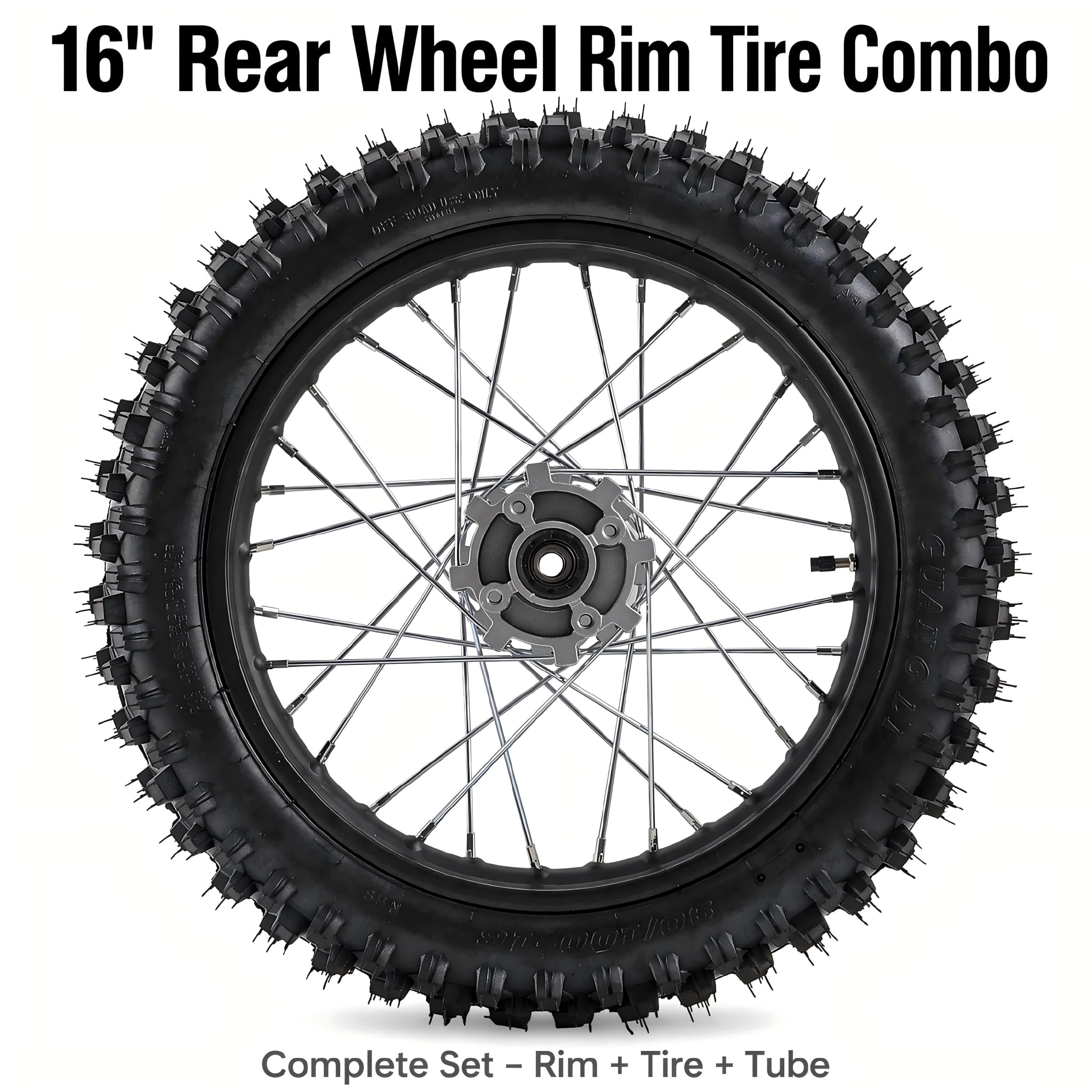 16" Rear Wheel Rim Tire Combo Fits Yamaha TTR125 Honda XR100 CRF150F 200cc 250cc SSR Dirt Bike - 1.85x16 Inch Motorcycle Tire & Rim Set