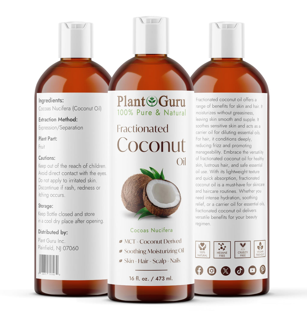 Carrier Oil Variety Set 16 oz Cold Pressed 100% Pure Natural Almond, Avocado, Coconut Fractionated, Grapeseed. For Aromatherapy Essential Oils, Skin & Hair Growth Moisturizer. Perfect for Body Massage