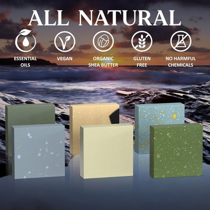 NATURAL AMERICAN Men’s Bar Soap – Mens Cologne Scents, 100% All Natural, Essential Oils, Organic Shea Butter, No Harmful Chemicals – (6pk) Soap for a Man - USA Handmade – 5 oz
