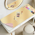 Makeup Mat for Vanity to Protect Desk Top 23.6 x 11.8 in, Dual-Sided Makeup Mat, Easy to Clean Desk Pad - Waterproof and Oilproof Vanity Accessories (Gold and Pink)