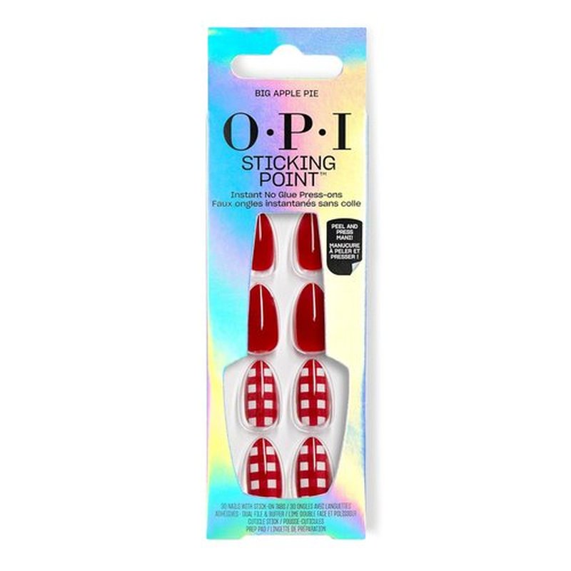 OPI Sticking Point - Instant No Glue Press On Nails | 30 Count with Adhesive Tabs | Short Round, Almond & Squoval