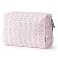 Narwey Floral Makeup Bag - Travel Cosmetic Organizer with Compartments for Women | Large Pink Flower Design
