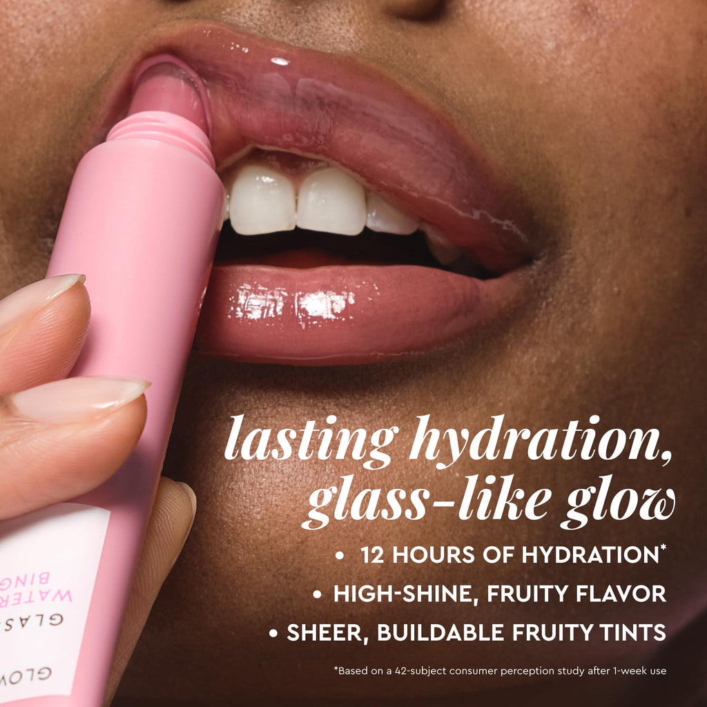 Glow Recipe Glass Balm Lip Treatment - 12Hr Hydrating Lip Balm & Moisturizer with Hyaluronic Acid to Smooth, Plump & Protect from Dryness - Sheer Berry High Shine Tint, Blackberry Bingsoo (15 ml)