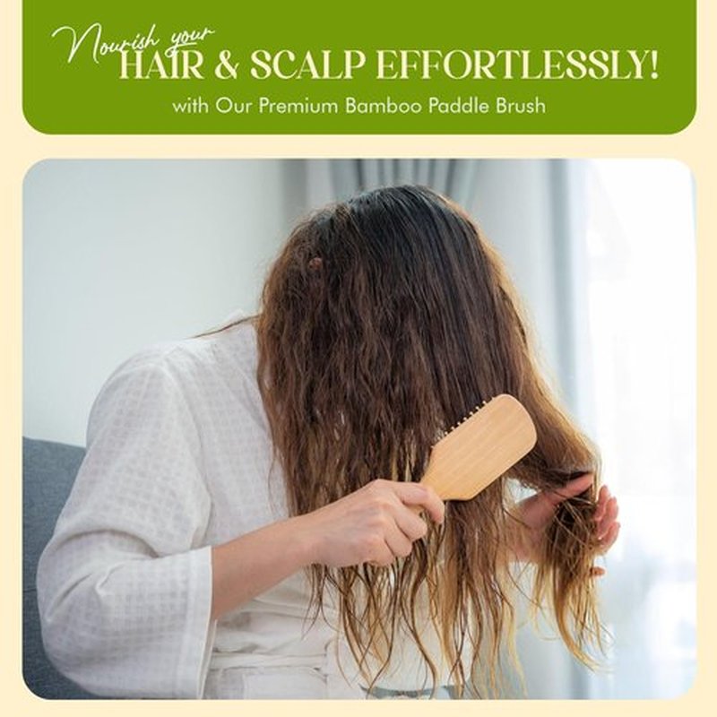 ORW OREN'S Bamboo Hair Brush for Hair Growth - Bamboo Bristle Detangler Paddle Brush, Scalp Stimulation – Natural, Sustainable Hair Care for Women, Men & Kids - Narrow