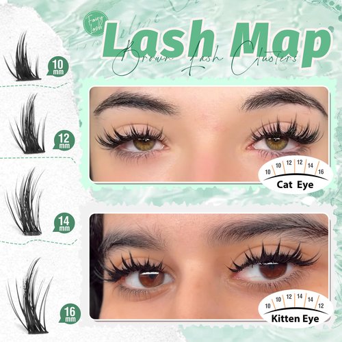 Fairy Lash Clusters Spiky Cluster Eyelash Extensions Anime Individual Lashes Natural Lash Extensions Wispy Cluster Lashes Clean Beauty 126Pcs Eyelash Clusters On-The-Go Lash Pack (10-16MM, C-Curly)