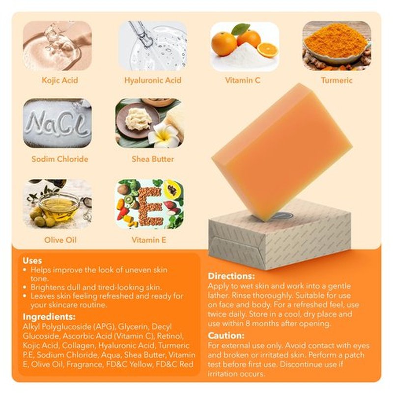 lunavia Kojic Acid Complexion Brightening Soap Bar with Vitamin C, Turmeric, Retinol, Collagen & Hyaluronic Acid – Brightening Face & Body Soap – Supports Brighter Skin, Even Skin Tone – 2 Pack