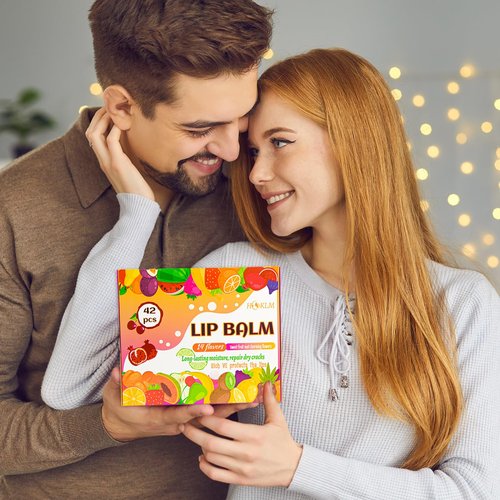 42 Pack Lip Balm, Natural Lip Balm Bulk with Shea Butter, Vitamin E and Coconut Oil, Moisturizing for Chapped Lips, Best Lip Care, Suitable for People of All Ages - 14 Flavors 0.15 Oz