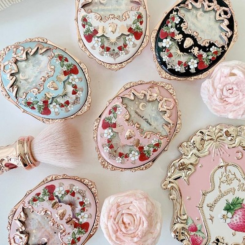Flower Knows Strawberry Rococo Embossed Blush,Rose Pink Matte Powder Blush for Cheeks,Buildable & Blendable Face Makeup,Soft Long-Lasting Cute Make Up for Women & Girls,0.17 Oz(03 Classic Ballet)