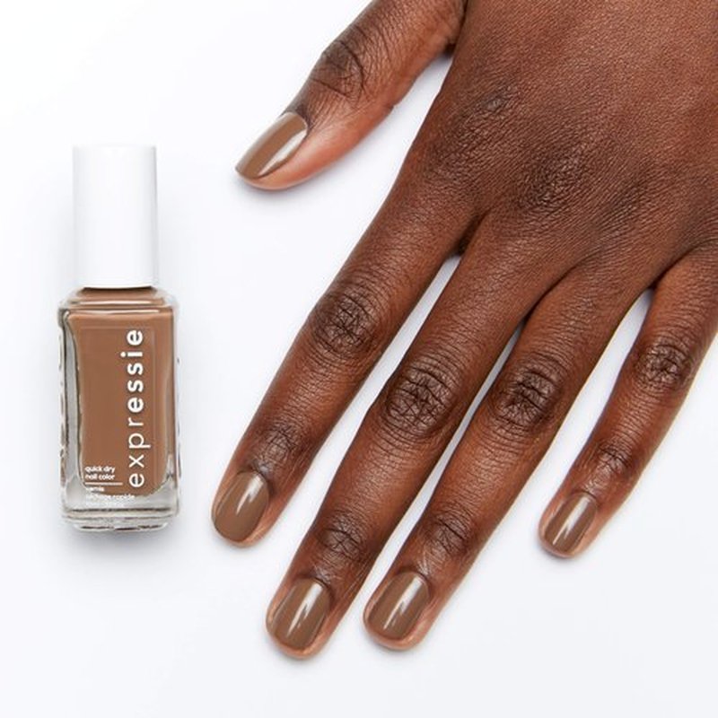 essie expressie Quick-Dry Vegan Nail Polish, Mid-Day Mocha, Cool Toned Soft Brown, 0.33 Ounce