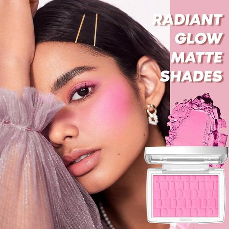 Pink Blush | Matte Powder Blush for Cheeks - Silky, Lightweight Formula with Brush, 001#