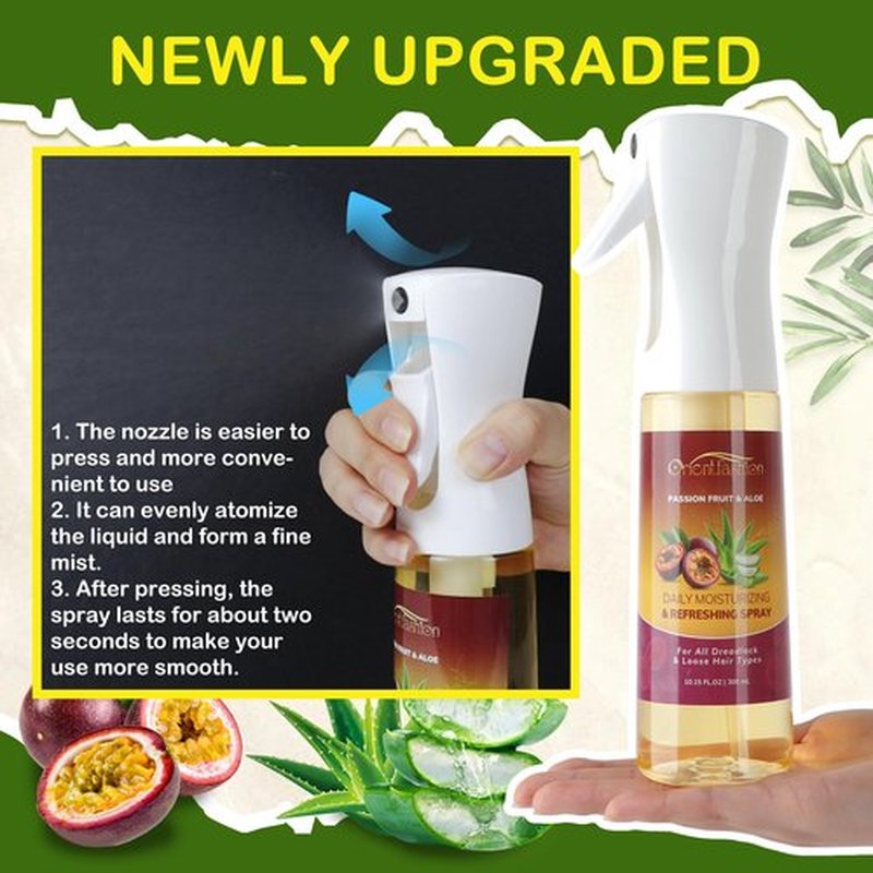 Orientfashion Moisturizing Refreshing Spray for Locs, Passion Fruit Hair Scalp Moisturizer Castor Oil - Natural Loc Care and Maintenance (10.00 Fl Oz, Passion Fruit)