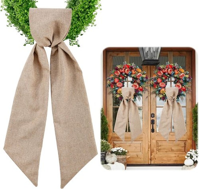 Skiennix 2 Pack Burlap Wreath Sash - Blank for Monogram Embroidery | 5'' L x 54'' W, Brown
