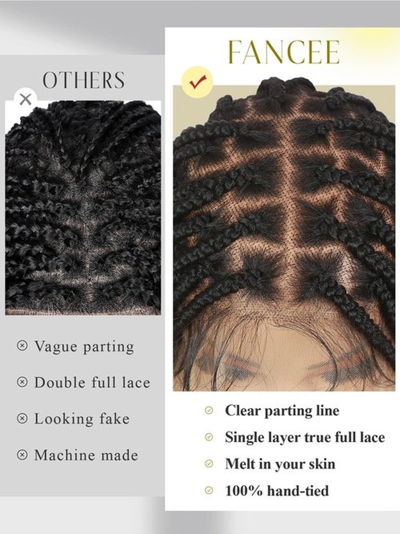FANCEE Real Full Lace Braided Wig for Black Women 34 Inch Pre Plucked Knotless Squrare Part Box Braid Twist Locs Wig with Baby Hair